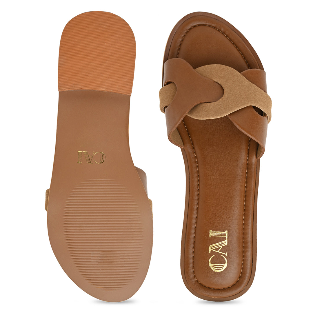 Tan Interlock Flats