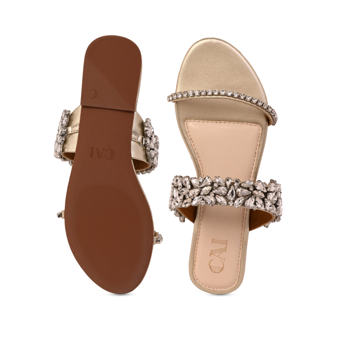 Twilight Glimmer Gold Flats