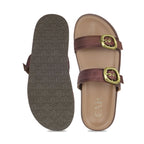 Twin Buckle Brown Slides
