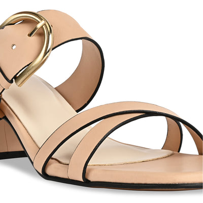 Nude Buckle Block Heel