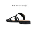 Black Satin Strappy Flats