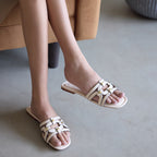 Geometric Cream Rivet Flat