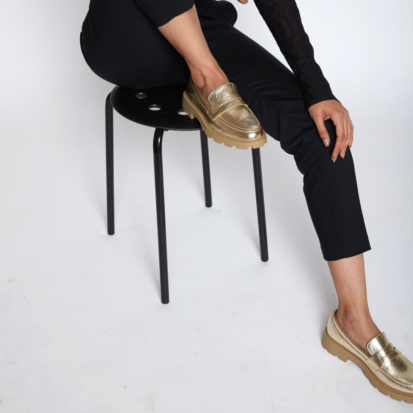 Gold Metallic Loafers