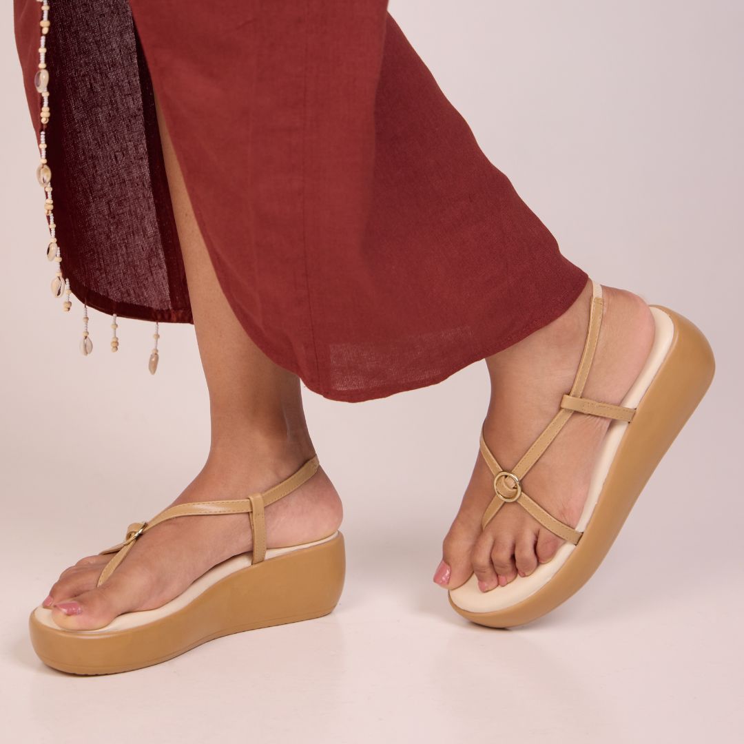 Buckled Beige Platform
