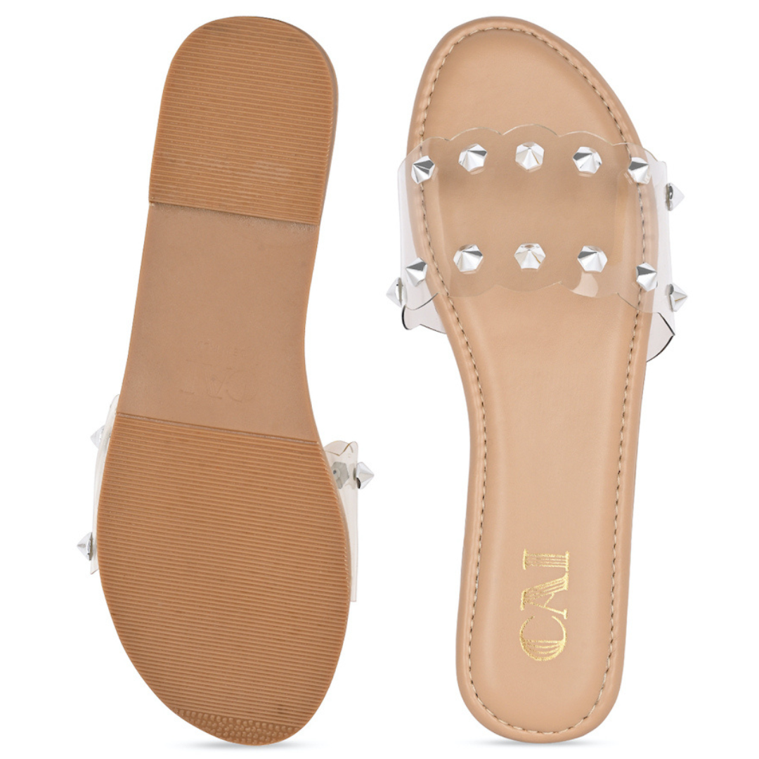 Flat perspex sandals shop