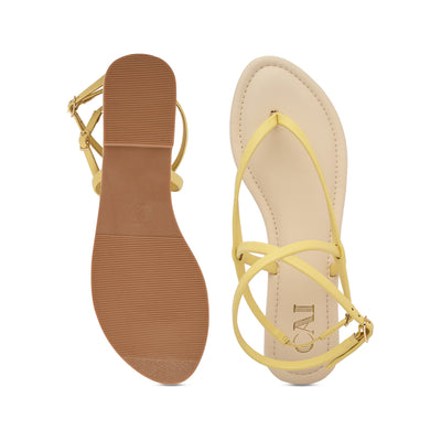 Yellow Strings Ankle Flats