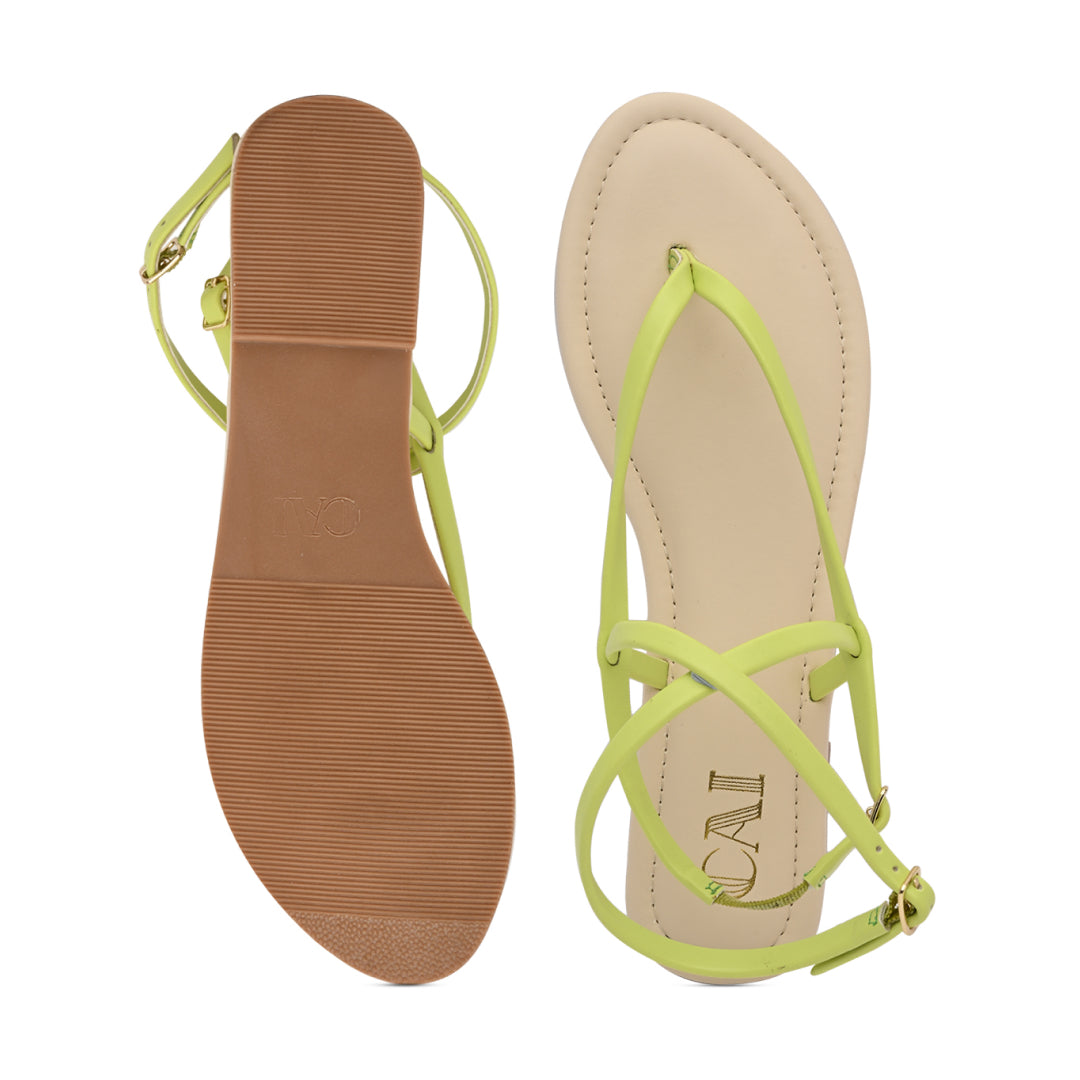 Green Strings Ankle Flats