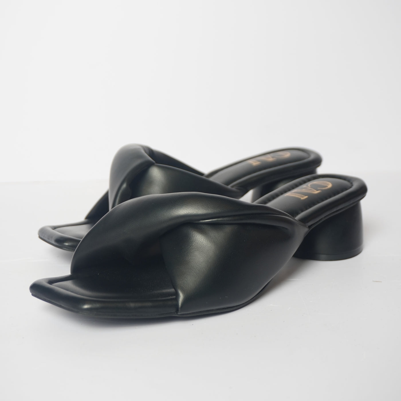 Black Enveloped Bow Heels