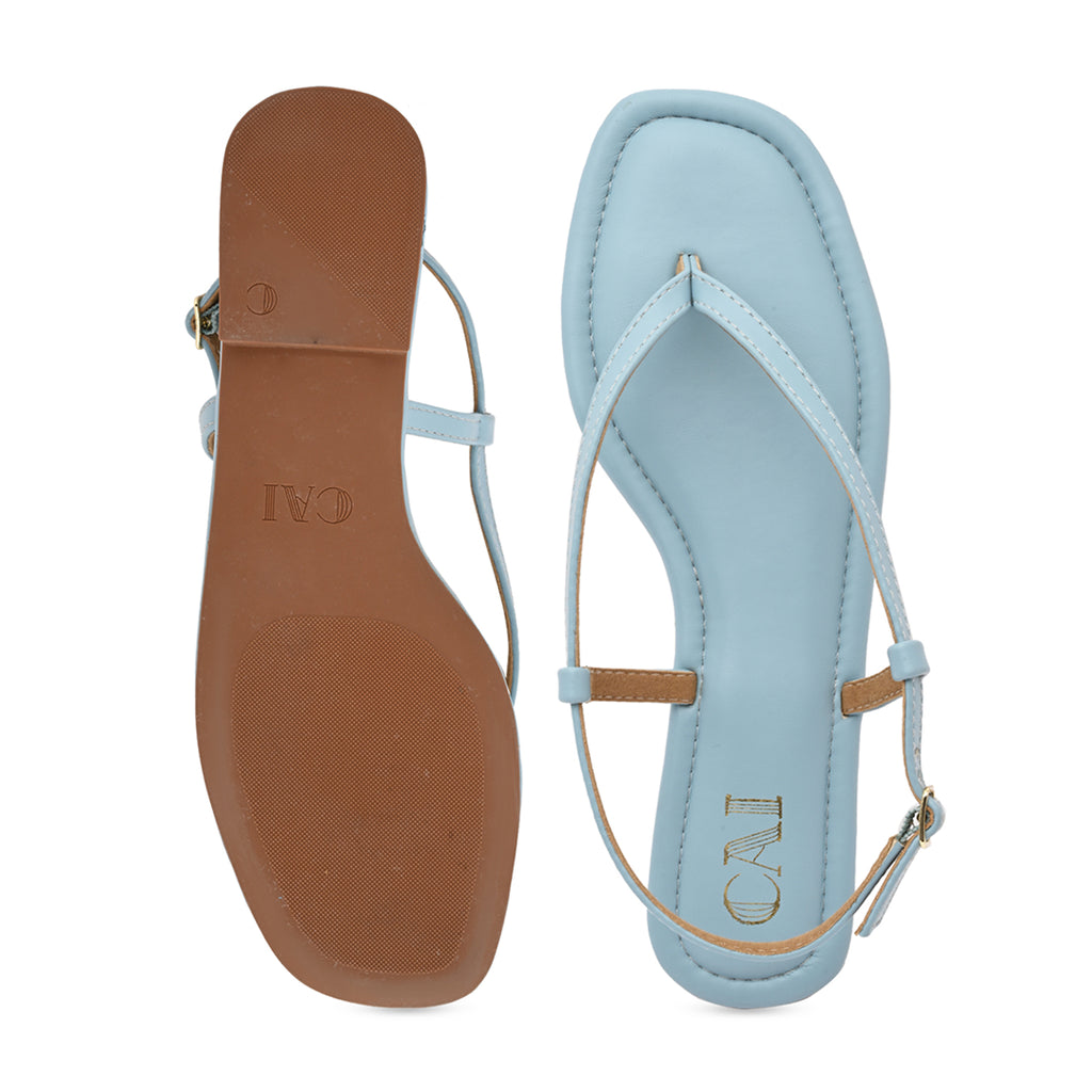 Blue Thong Backstrap Flats