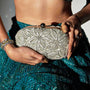 Silver Flower Clutch Bag