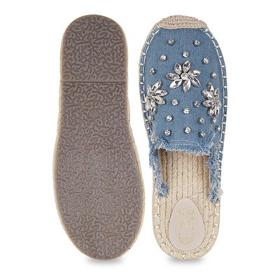 Embellished Denim Blue Espadrille