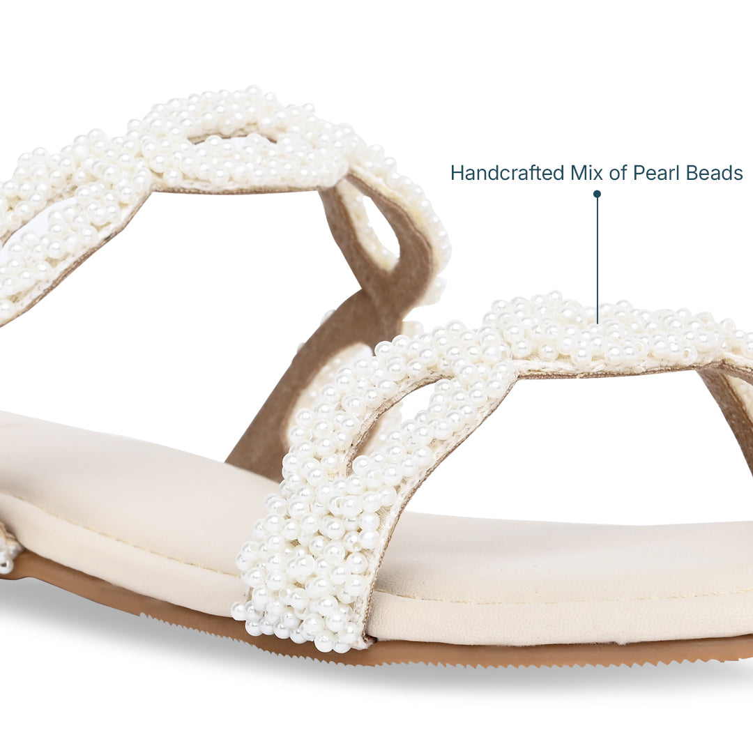 Beaded Eyelit Pearl Flats