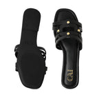 Geometric Black Rivet Flat