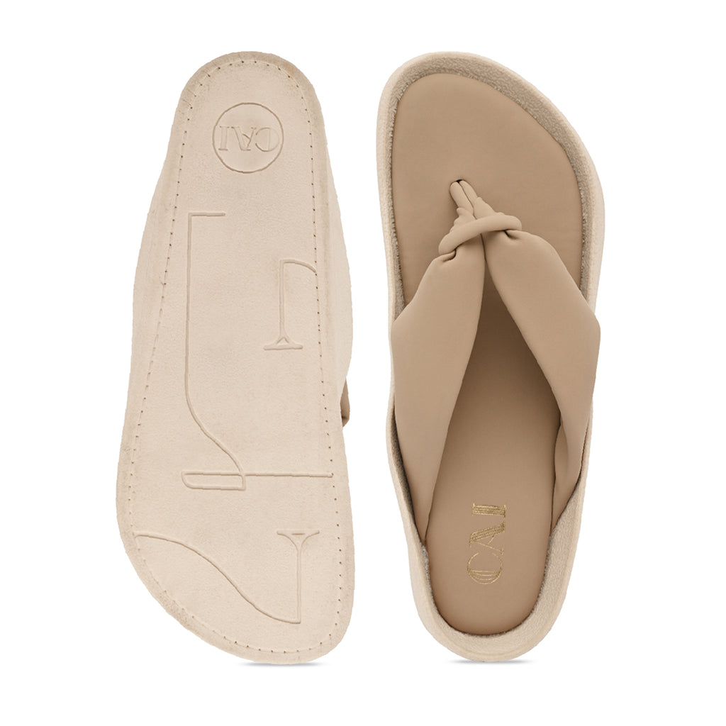 Knotted Thong Beige Flat