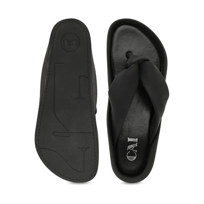 Knotted Thong Black Flat