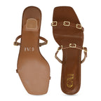 Multi Buckled Tan Heels