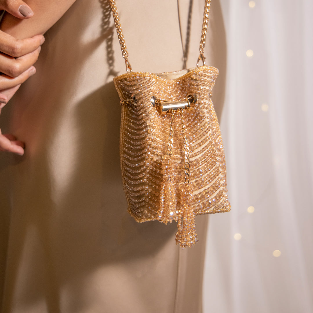 Mini Gold Beaded Bag