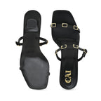 Multi Buckled Black Heels