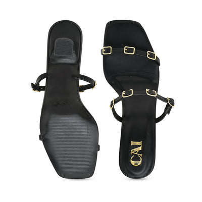 Multi Buckled Black Heels