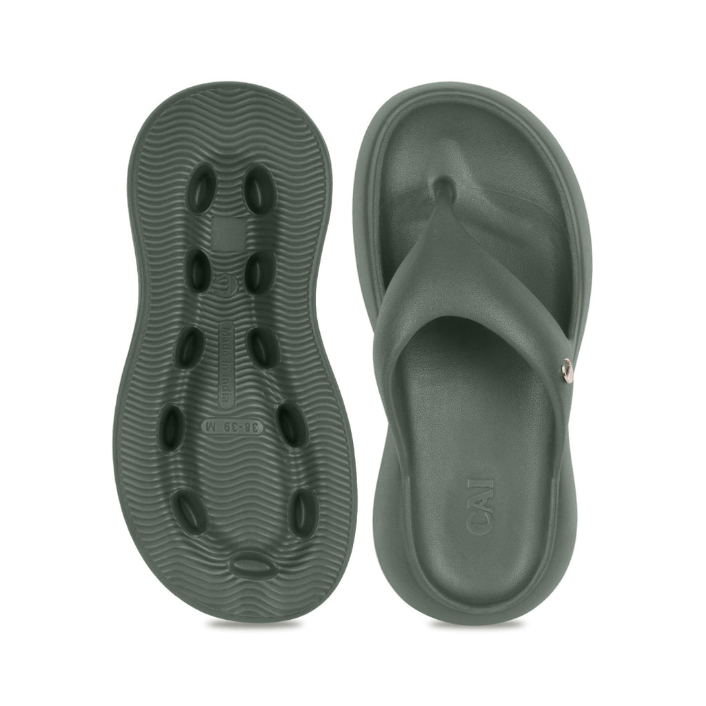Olive Green Thong Slides