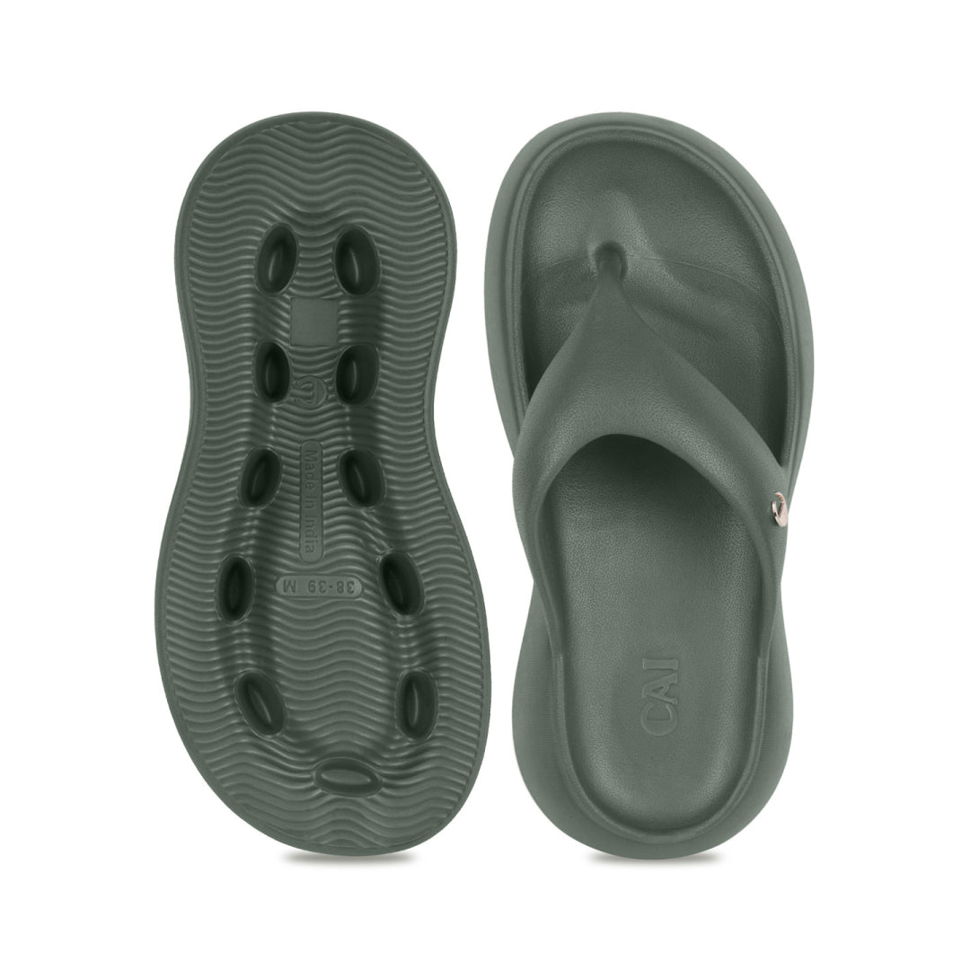 Olive Green Thong Slides