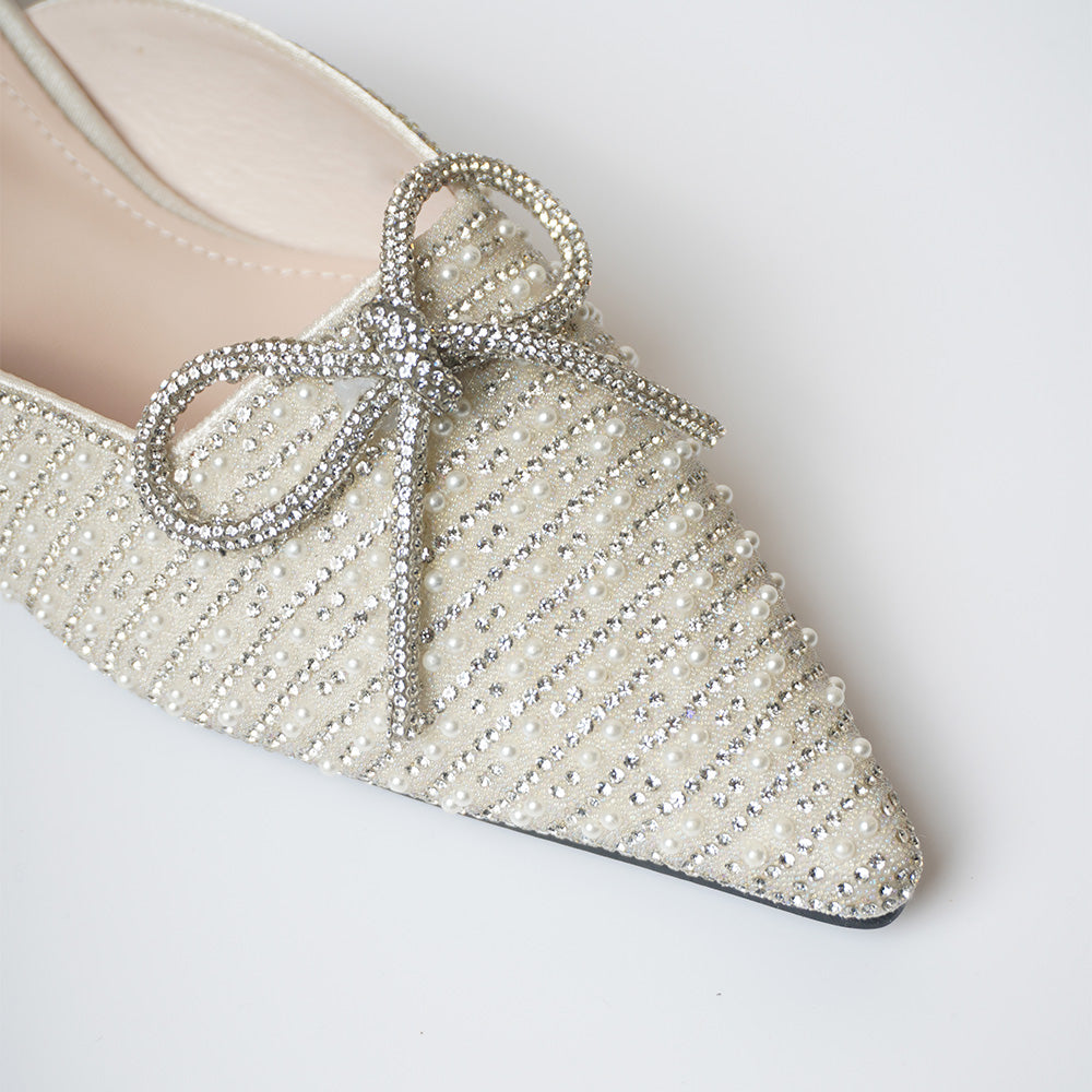 Pearly White Mule Heels