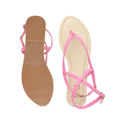 Pink Strings Ankle Flats