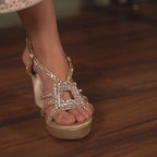 Sparkle Brooch Strapped Wedge