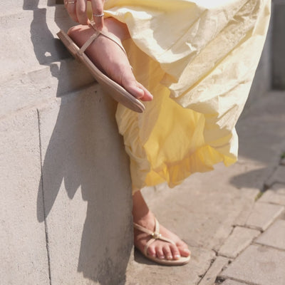 Buckled Beige Strap Flats