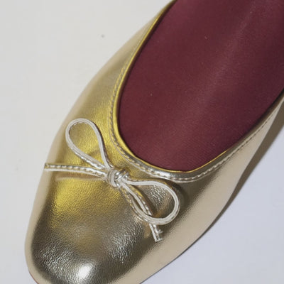 Gold Bow Ballet Flats