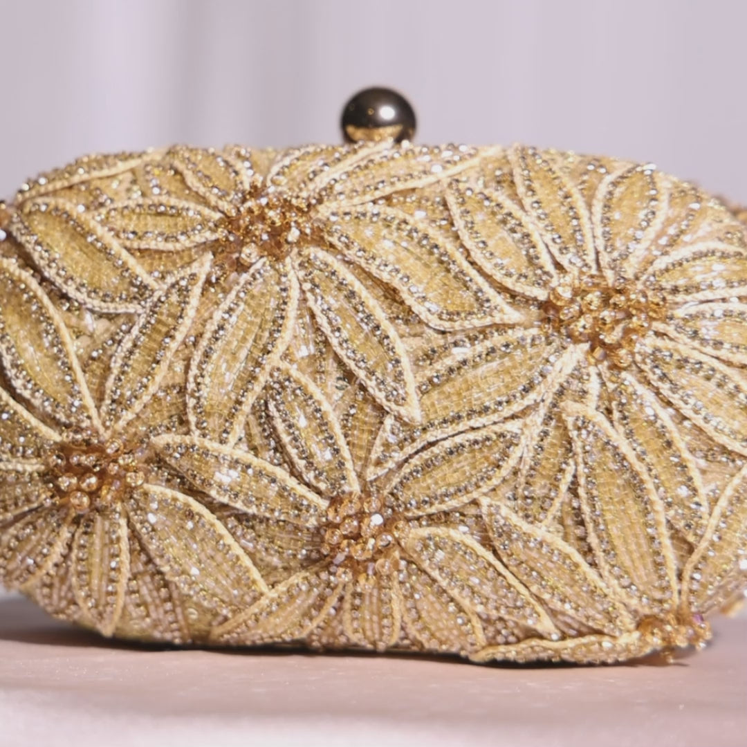 Golden Flower Clutch Bag