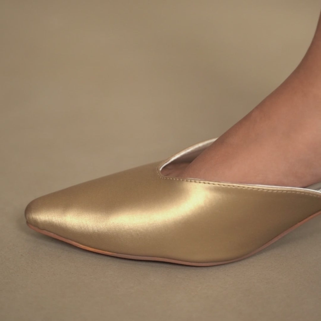 Radiant Gold Mule Pumps