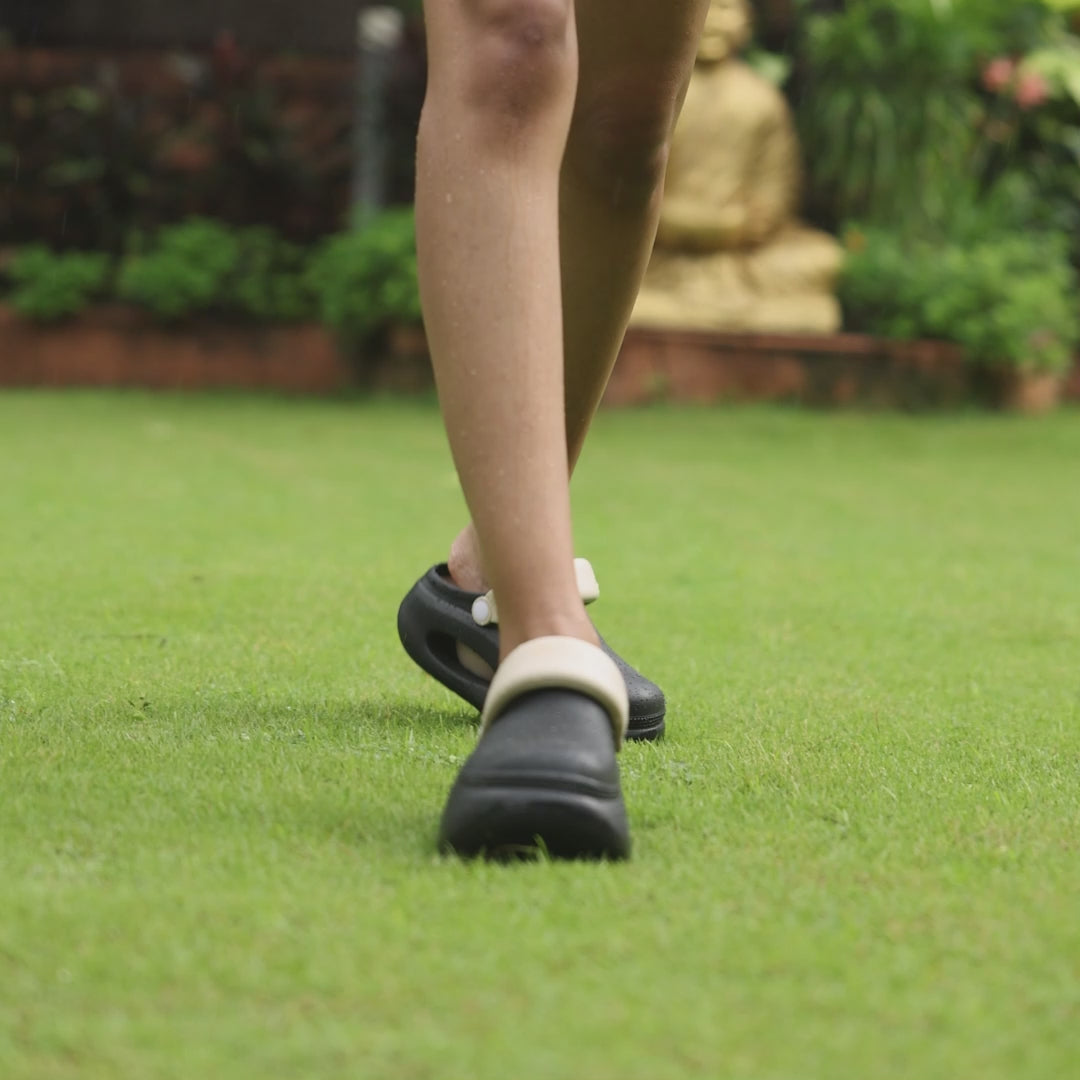 Black and Beige Cloud Clog