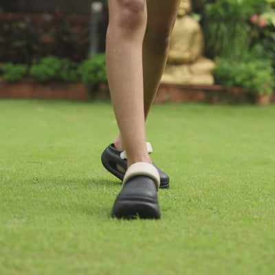 Black and Beige Cloud Clog