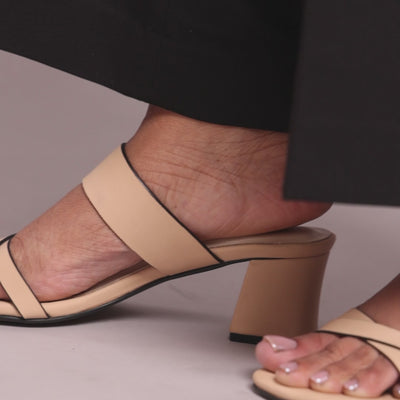 Nude Buckle Block Heel