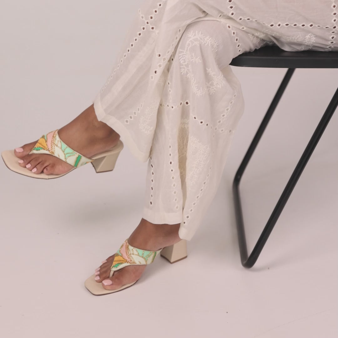 Beaded Bloom Thong Heel