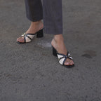 Canvas Rivet Black Heels