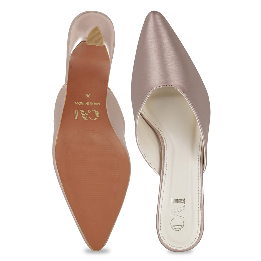 Radiant Rosegold Mule Pumps