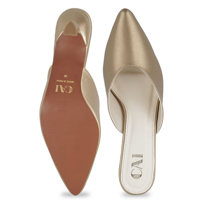 Radiant Gold Mule Pumps