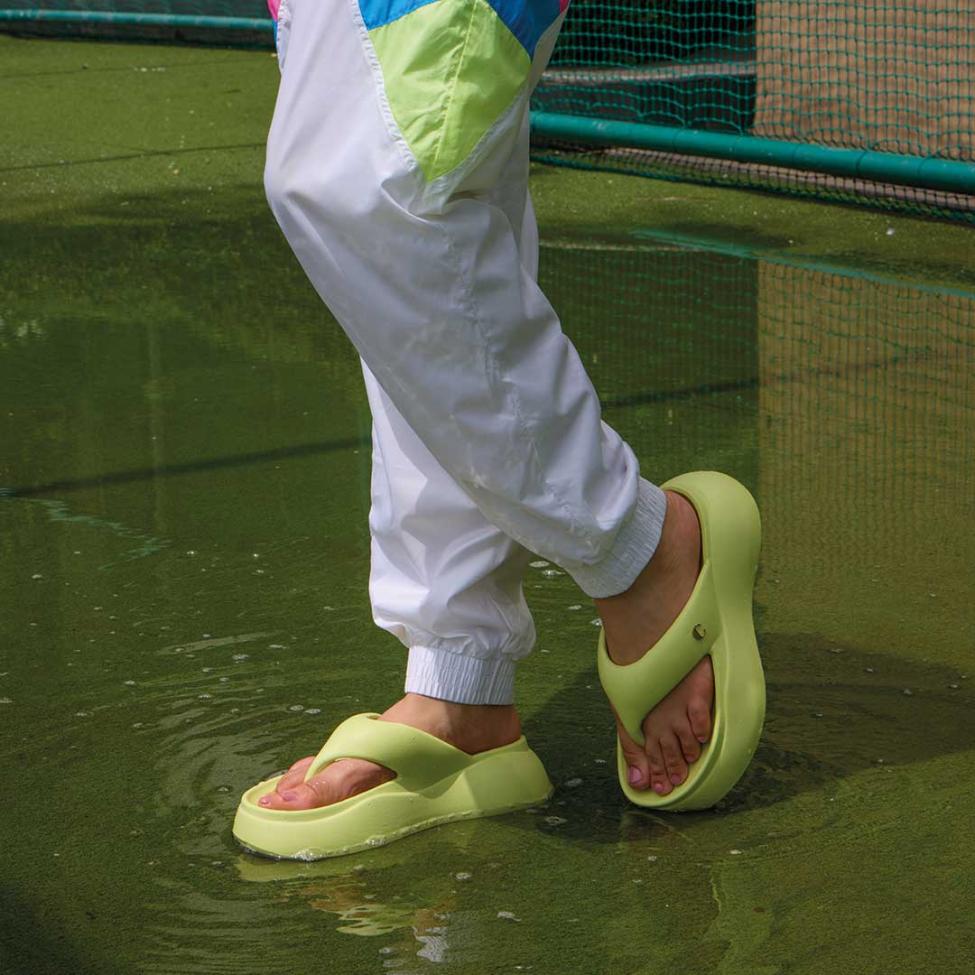 Electric Green Thong Slides