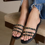 Multi Buckled Black Flats