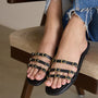 Multi Buckled Black Flats