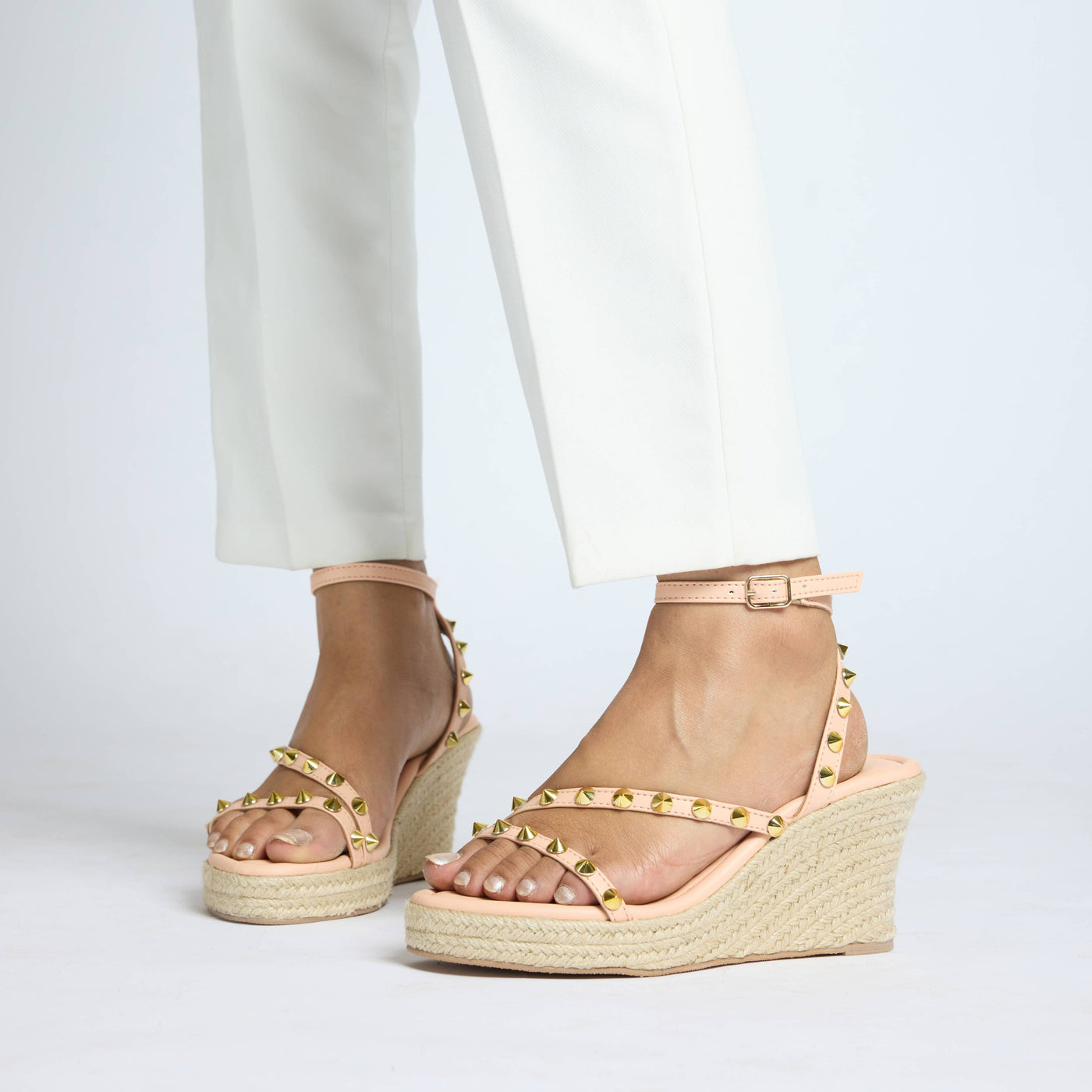 Peach Studded Wedges