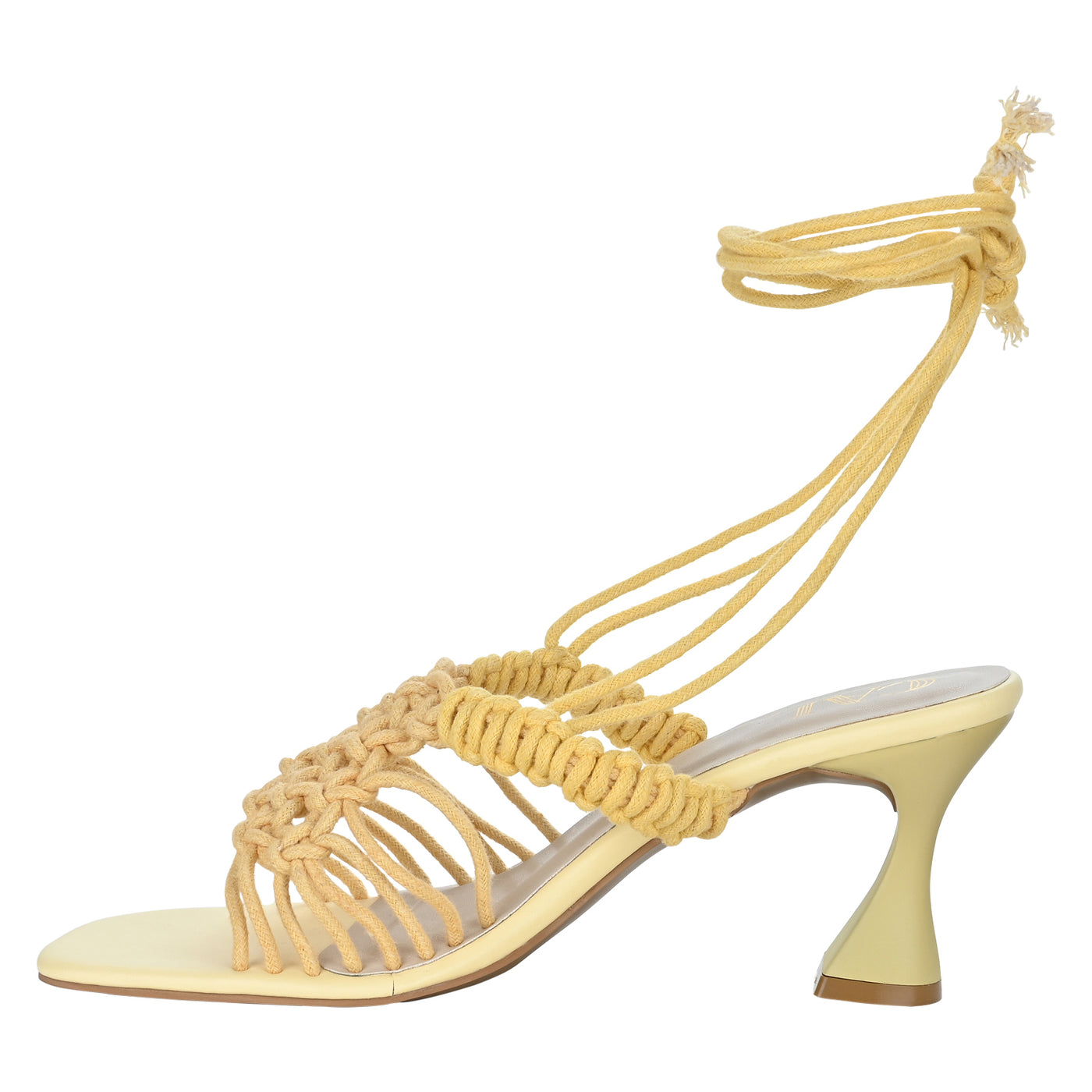 Buy Yellow Knotted Tie Up Heels in India
