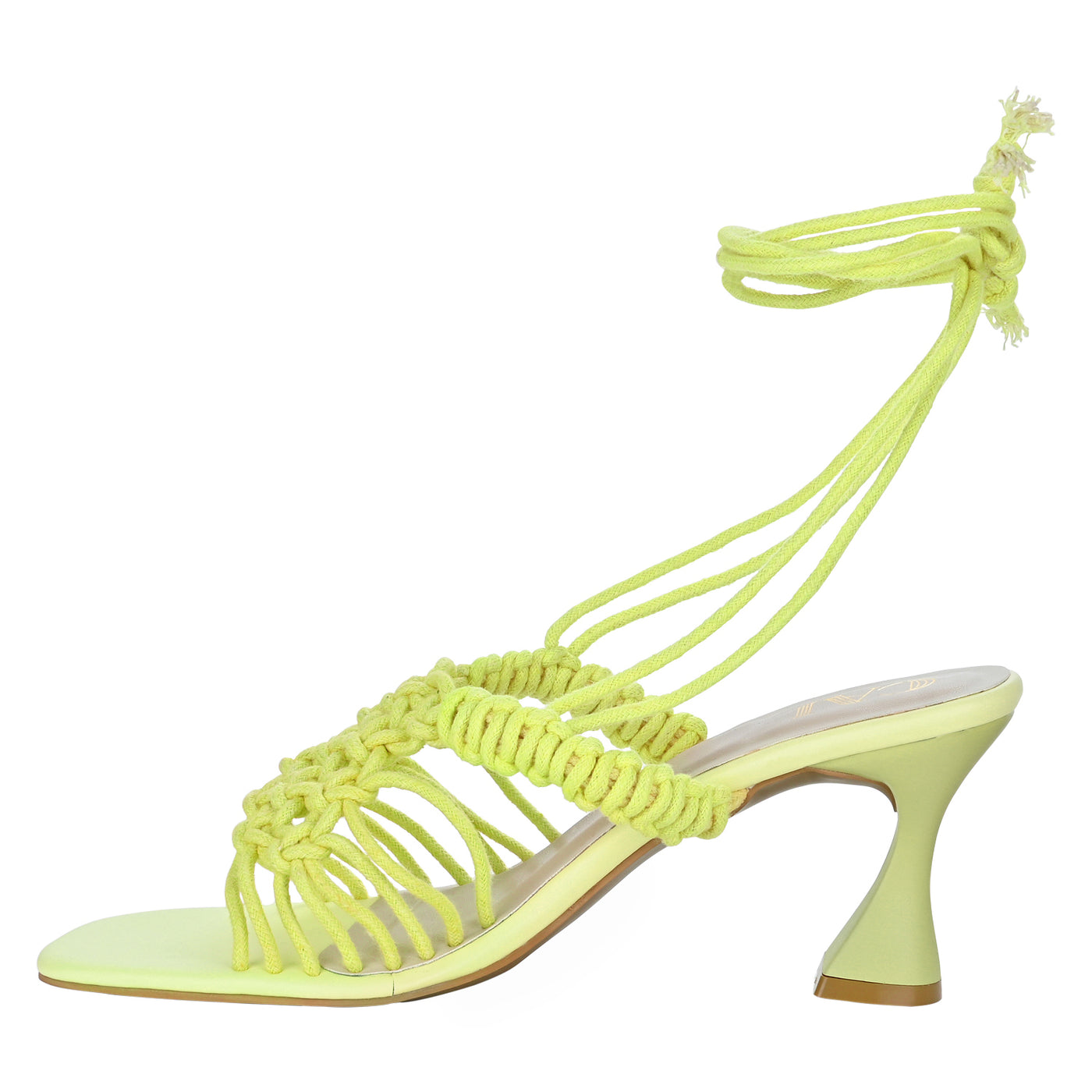 Green Knotted Tie-Up Heels For Ladies