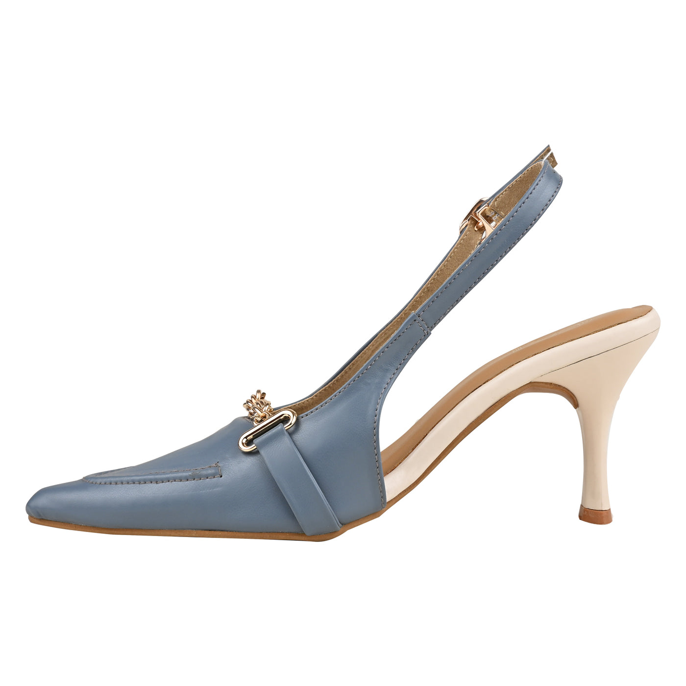 Denim Blue Chained Heel