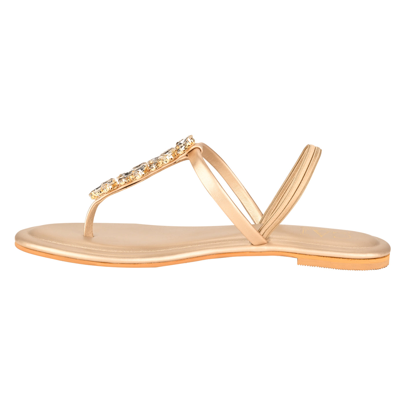 Starry T-Strap Gold Flats at The Cai Store