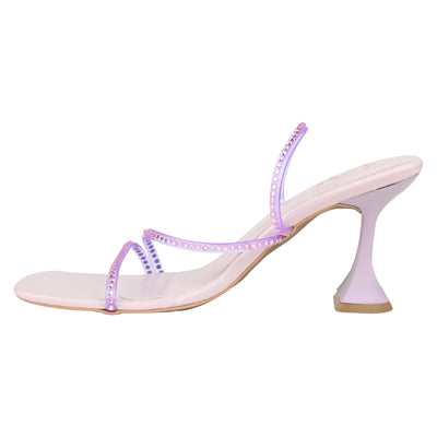 Lilac Diamond Strap Heels For Ladies