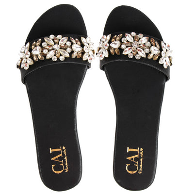 embellished flat sandals for ladies