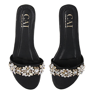 Black Embellished Heels for Ladies